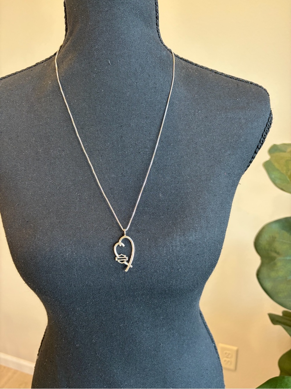 Harley-Davidson Silver Heart & Script Pendant Necklace